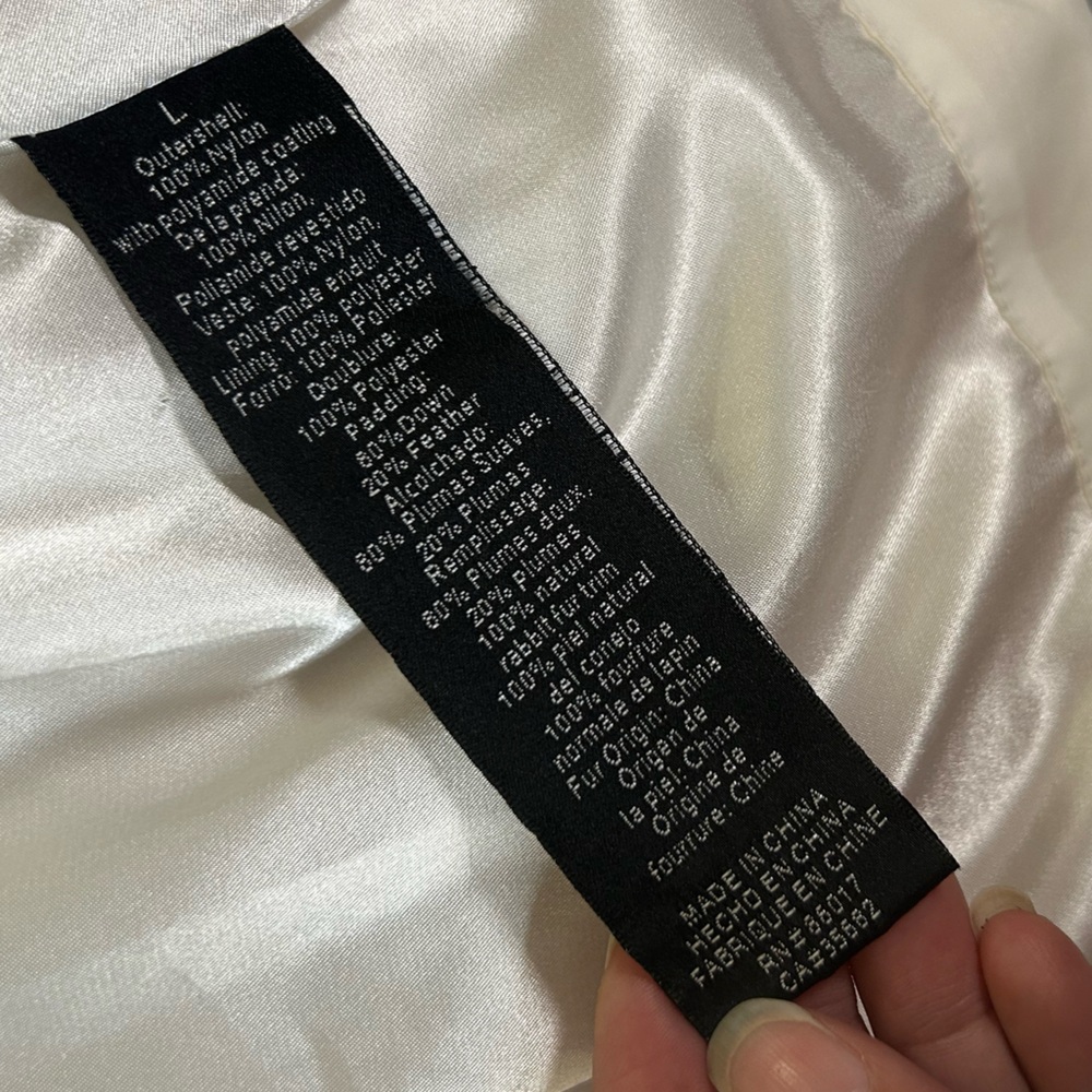 Bebe sport white down filled puffer jacket with rabbit fur lined removable hood - Picture 11 of 16